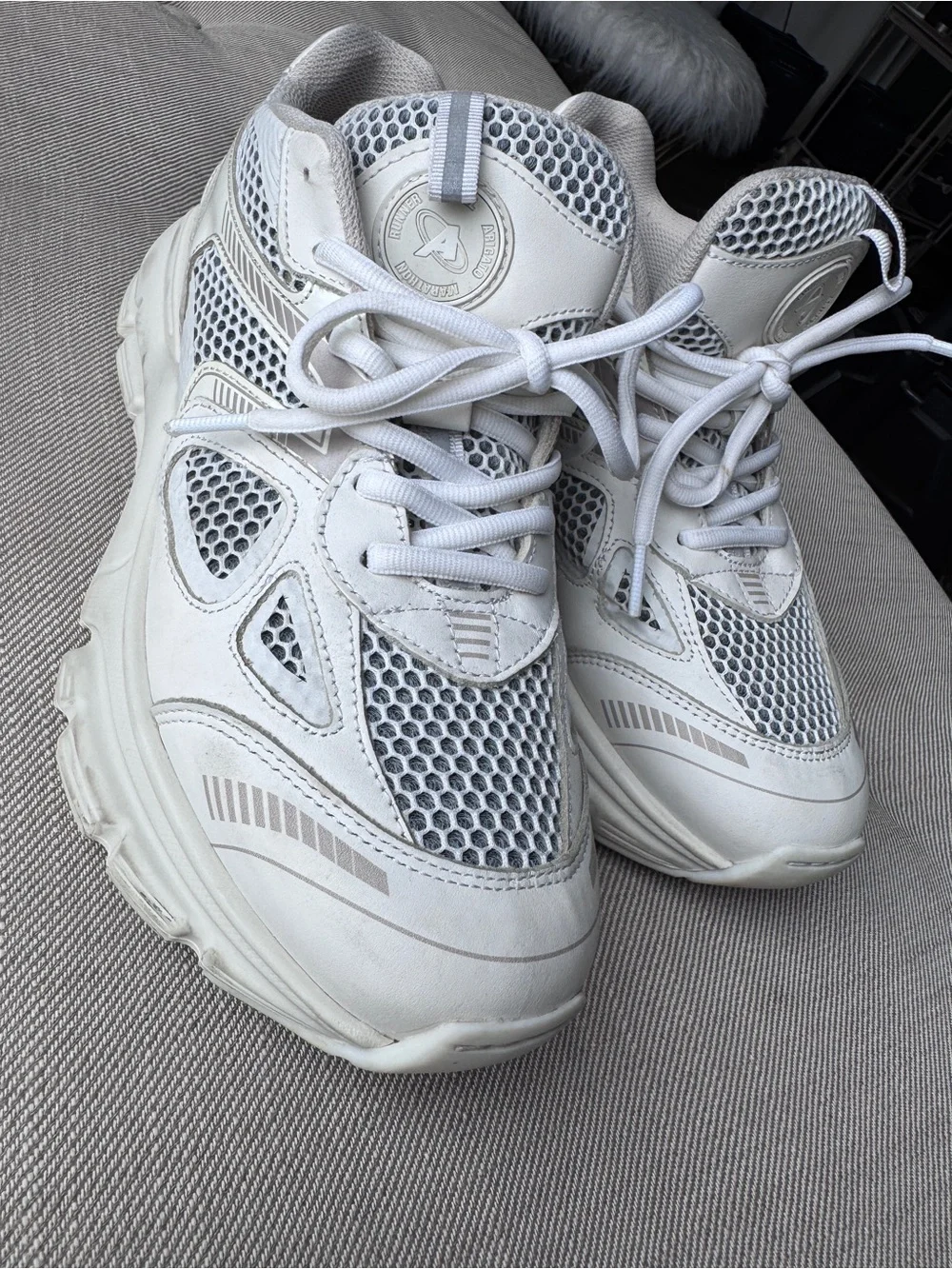 Axel Arigato White Mesh and Leather Runner Sneakers